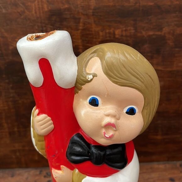 Vtg ceramic choir boy caroling with candle Christmas decoration - Picture 2 of 8